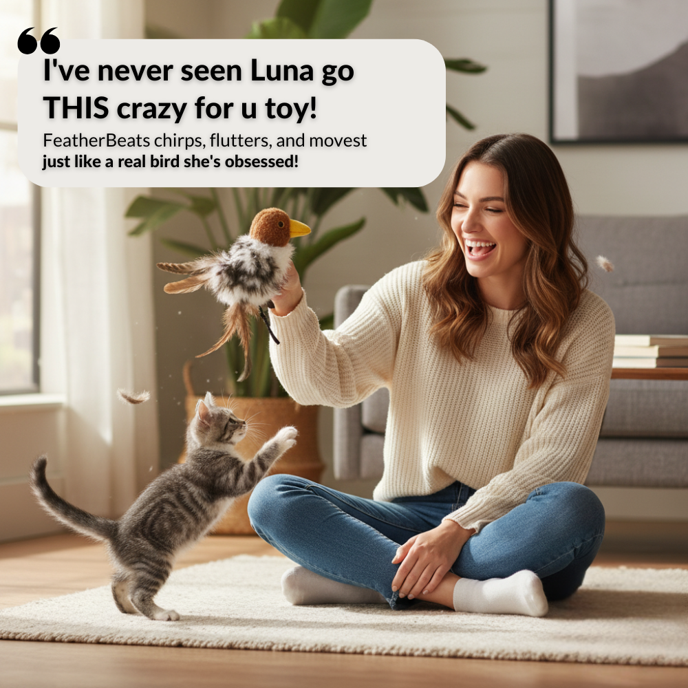 FeatherBeats - Cat Flapping bird toy