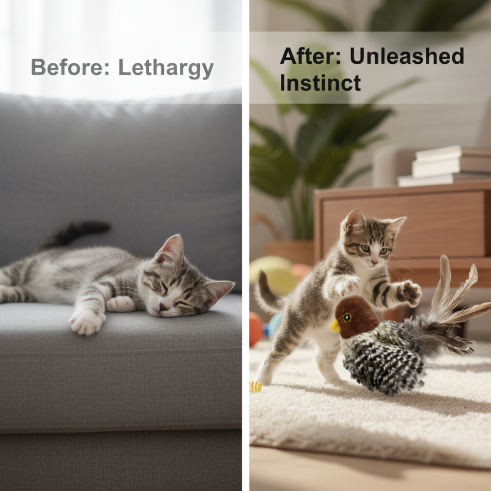 FeatherBeats - Cat Flapping bird toy